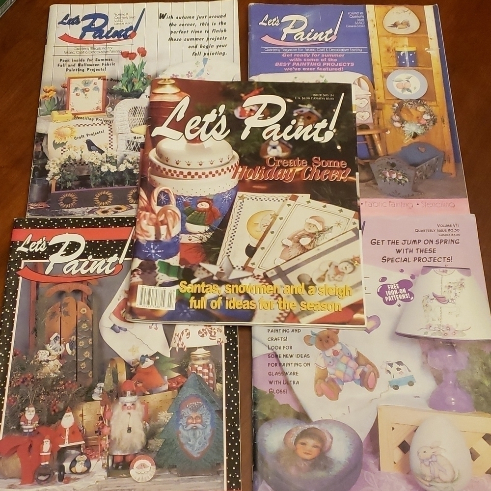 Let's Paint Magazine Lot of 5 plus Holiday Painting VGUC Patterns Included